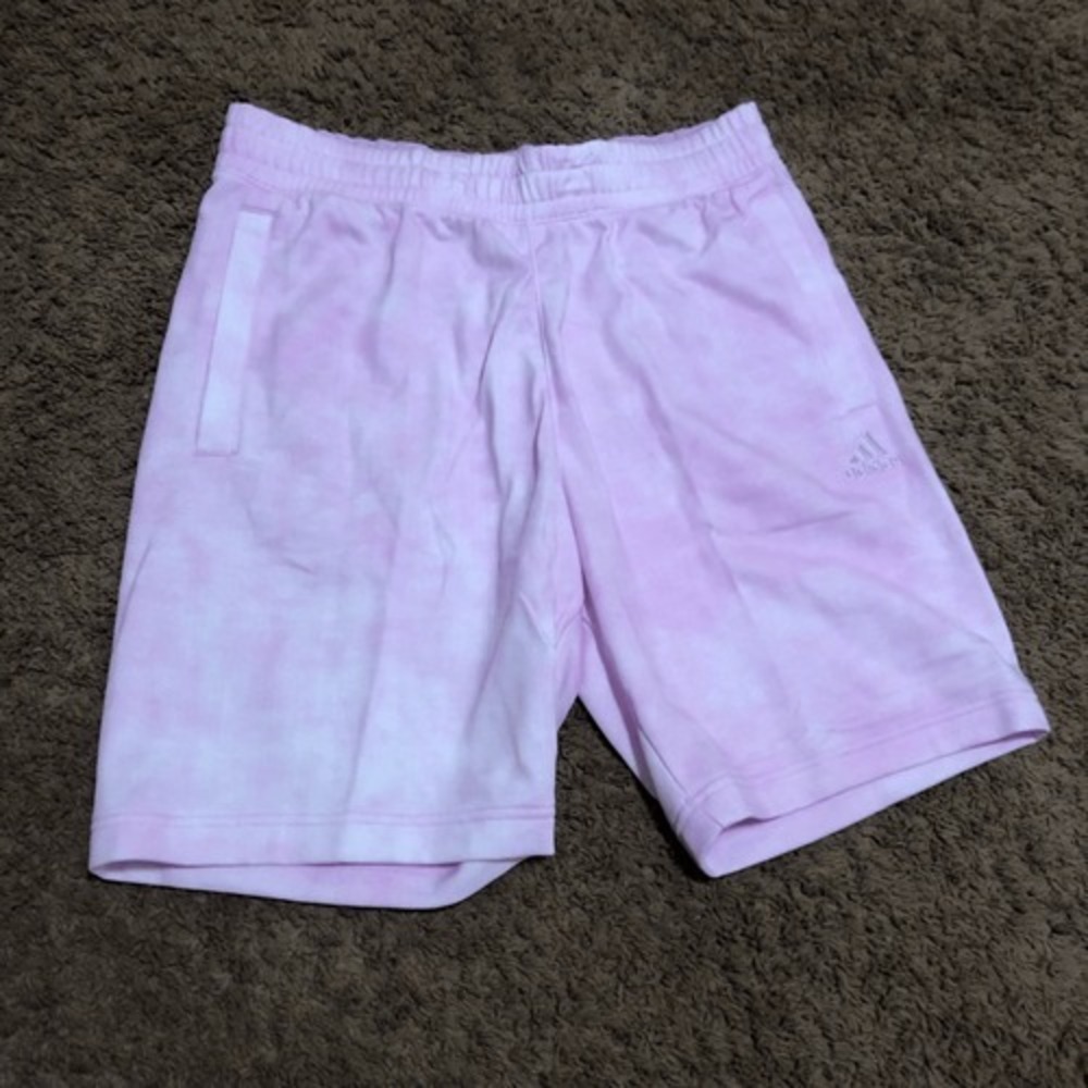 Adidas Mens Pink Tie Dye French Terry Athletic Shorts Medium Cloud Wash Pocket M